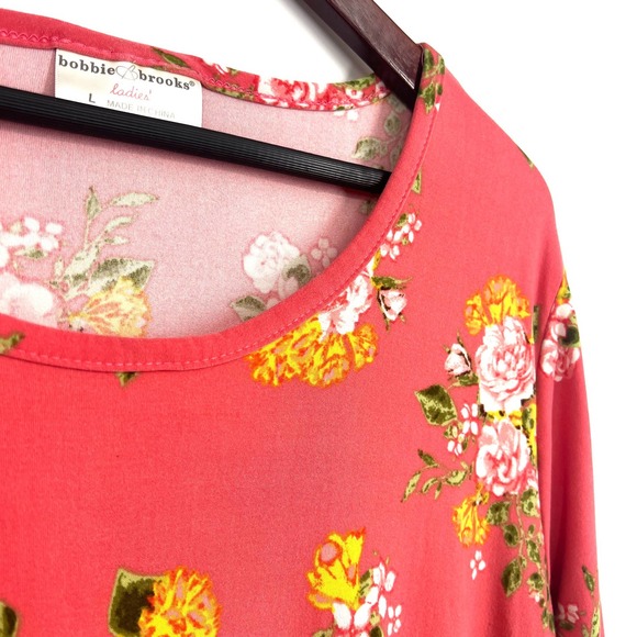 Bobbie Brooks Ladies Size Large Stretchy Floral Blouse Shirt Top Soft Summer - Picture 3 of 7